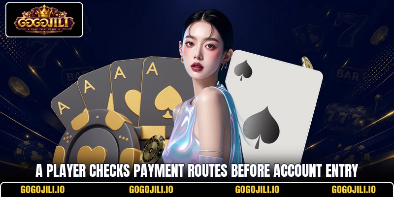 A player checks payment routes before account entry