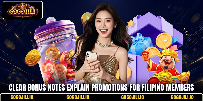 Clear bonus notes explain Promotions for Filipino members