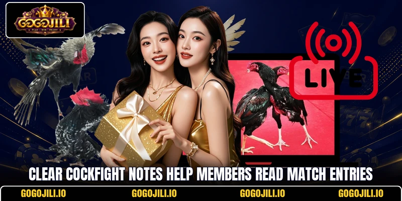 Clear cockfight notes help members read match entries