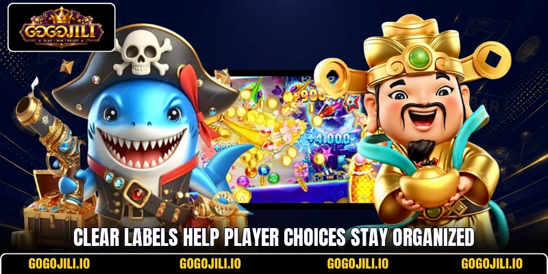 Clear labels help player choices stay organized