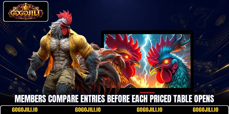 Members compare entries before each priced table opens
