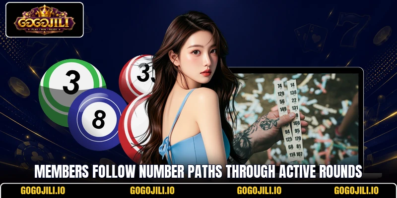 Members follow number paths through active rounds