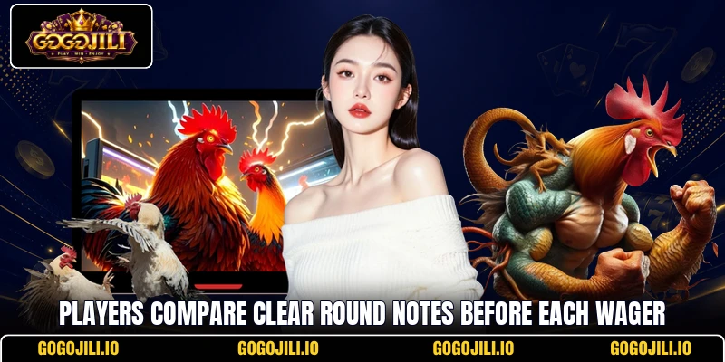 Players compare clear round notes before each wager